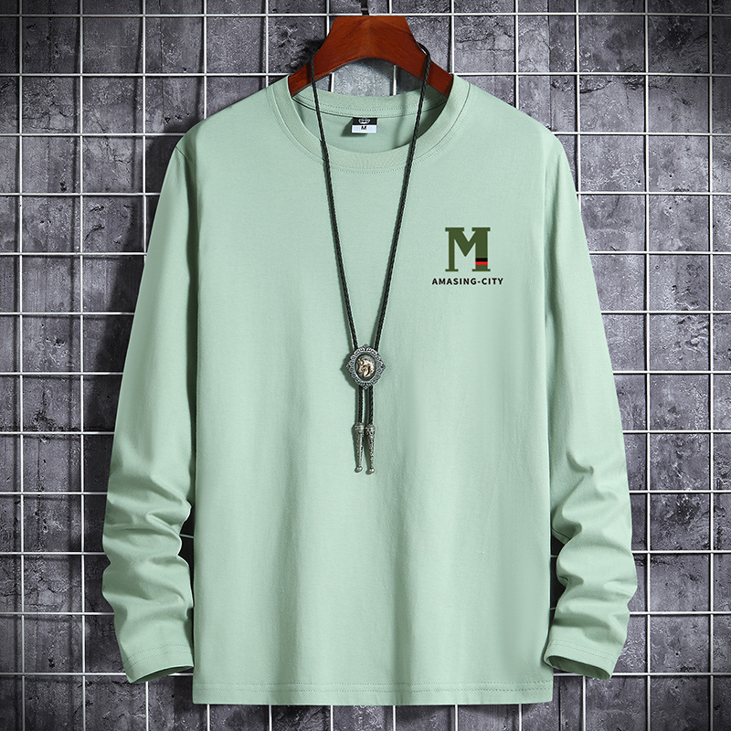 Long sleeved T-shirt men's spring and autumn casual round neck autumn shirt base shirt ins trendy student loose cotton couple top