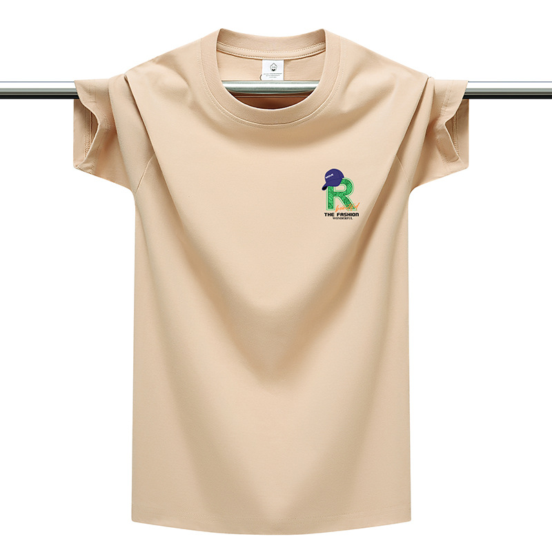 Cotton short sleeved T-shirt men's summer new loose round neck half sleeved youth trendy student versatile top cross-border wholesale
