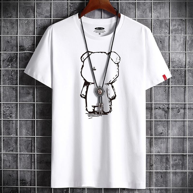 Short sleeved T-shirt men's summer new round neck half sleeved casual student trendy brand cotton body bottom shirt cross-border wholesale