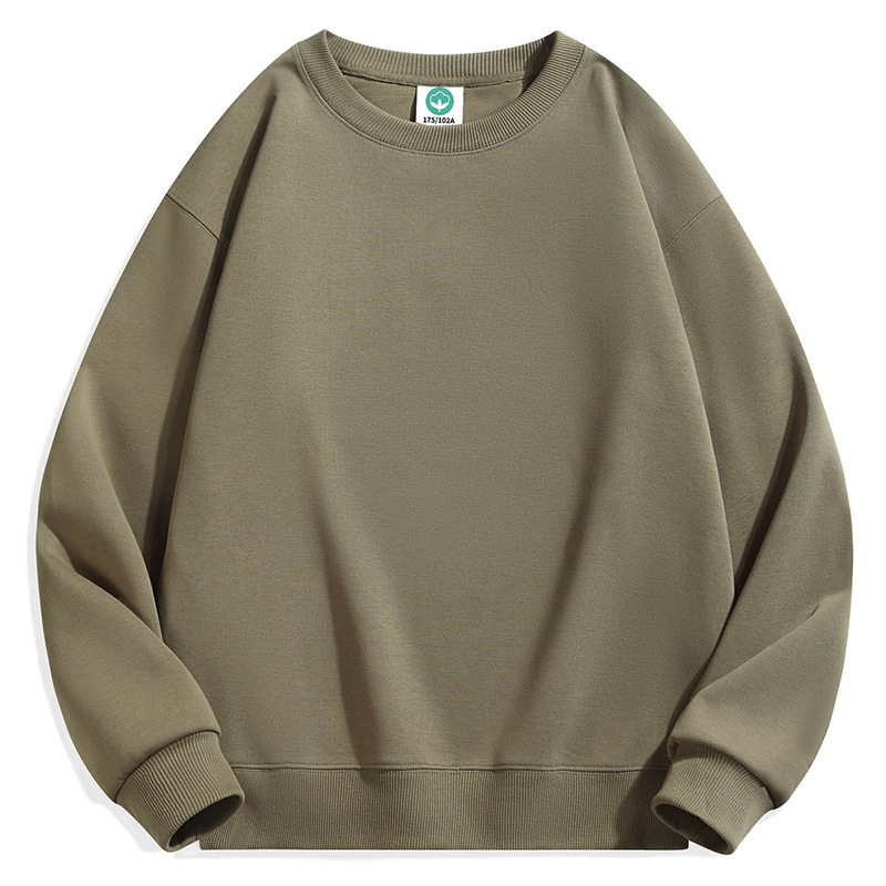 Round neck hoodie for men 2023 new student trend brand ins spring and autumn men's long sleeved solid color pure cotton top jacket