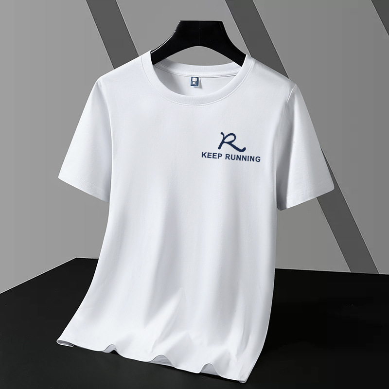 Modal Ice Silk Cotton Short Sleeve T-shirt Men's Round Neck Top Trendy Summer Ice Feeling Student Half Sleeve Large Base Shirt