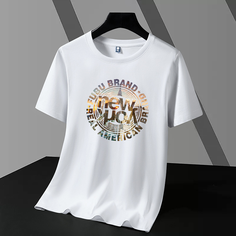 Modal Ice Silk Cotton Short Sleeve T-shirt Men's Round Neck Top Trendy Summer Ice Feeling Student Half Sleeve Large Base Shirt