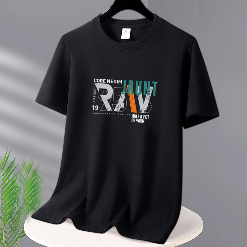 Heavy duty pure cotton short sleeved T-shirt for men's casual summer new style, student round neck top, couple loose half sleeved base shirt