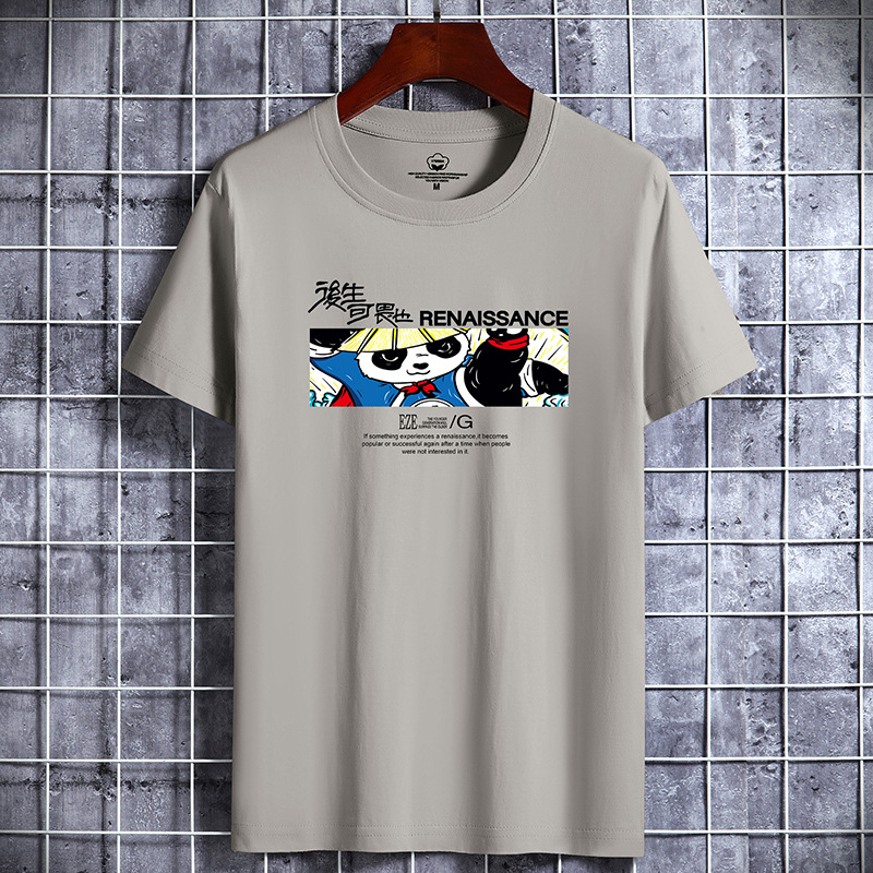 2024 Summer New Cotton Short sleeved T-shirt Men's Round Neck Trendy Student Base Shirt Half Sleeve Loose Plus Size Top