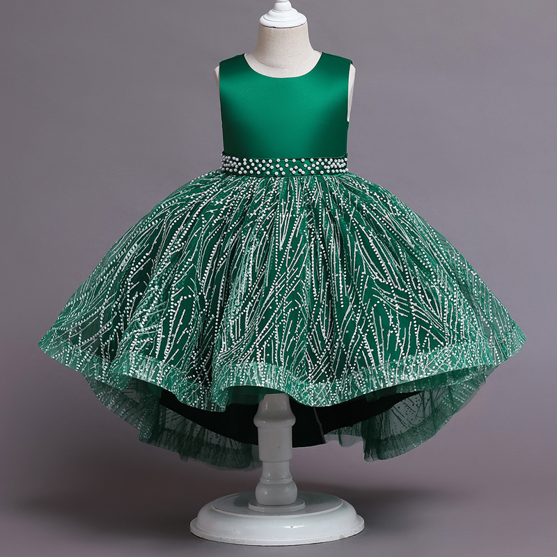 Foreign trade children's gift clothes, fluffy gauze, trailing princess dress, little girl party, piano performance, evening dress, summer European and American style