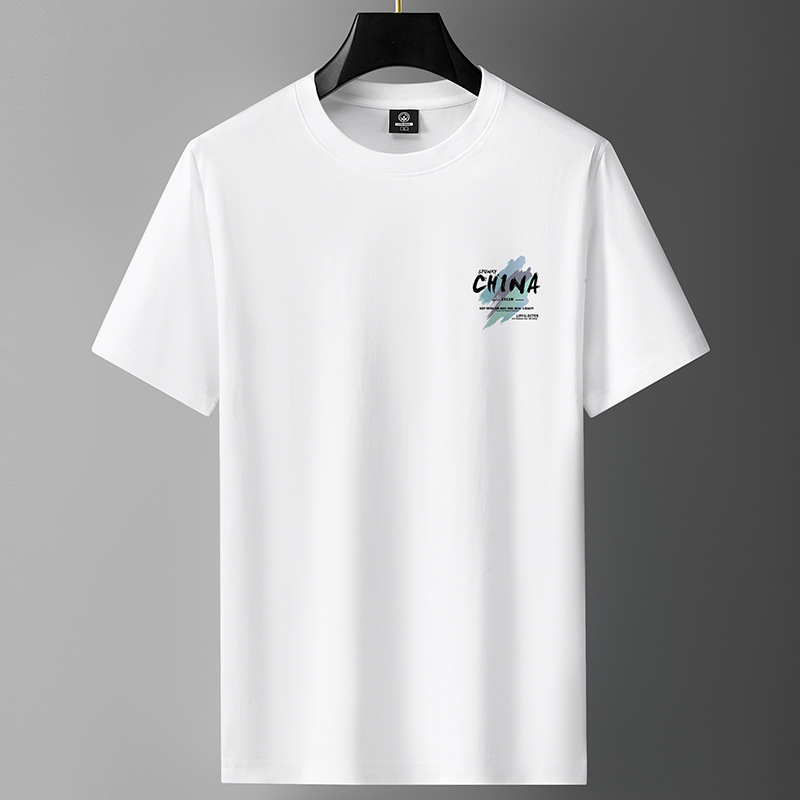 Men's short sleeved T-shirt made of pure cotton for summer 2025, new sporty loose fit student half sleeved trendy versatile top, base shirt