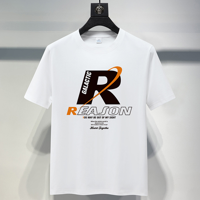 Long staple cotton men's short sleeved T-shirt, pure cotton casual couple student round neck half sleeve loose oversized base top