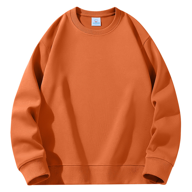 Round neck heavyweight hoodie men's spring and autumn 2024 new item student solid color loose oversized casual base top