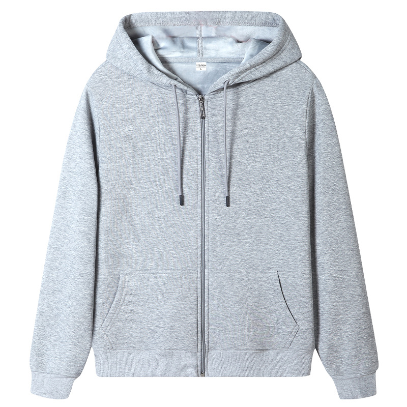Cardigan hooded sweatshirt men's autumn and winter loose oversized solid color versatile jacket with thick fleece hoodie casual couple outfit
