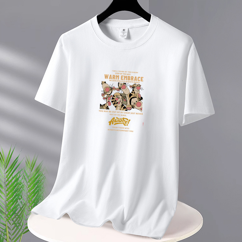 Heavy duty pure cotton short sleeved T-shirt for men's casual summer new style, student round neck top, couple loose half sleeved base shirt