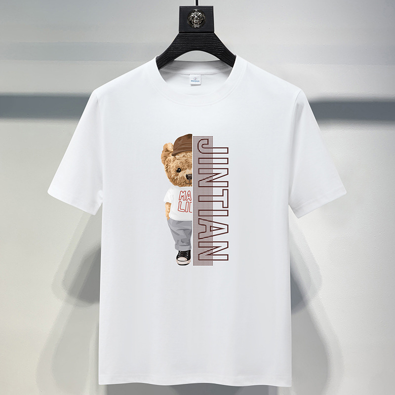 Long staple cotton men's short sleeved T-shirt, pure cotton casual couple student round neck half sleeve loose oversized base top