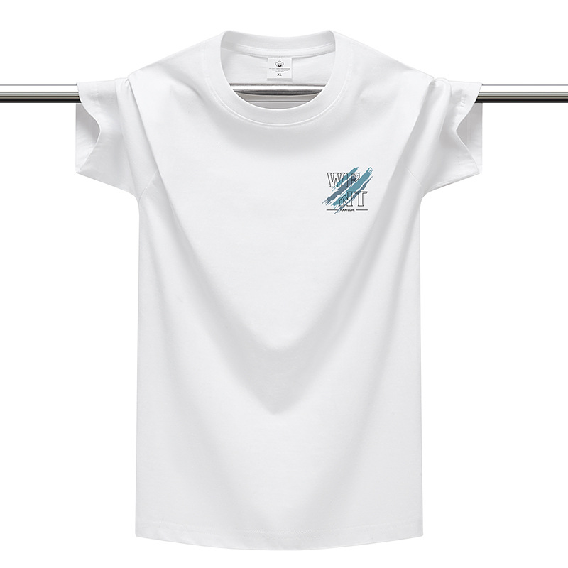One piece dropshipping wholesale new summer pure cotton youth T-shirt men's short sleeved loose round neck men's short sleeved plus size