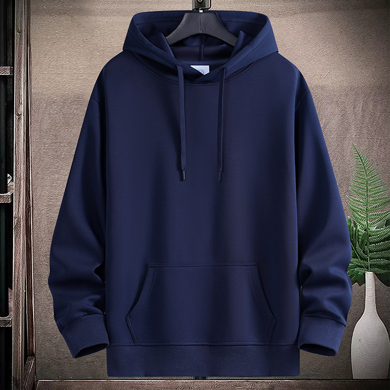 Spring and Autumn pure cotton solid color hooded sweatshirt for boys and teenagers, new student trend pullover hoodie, loose jacket top