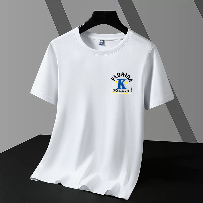 Modal Ice Silk Cotton Short Sleeve T-shirt Men's Round Neck Top Trendy Summer Ice Feeling Student Half Sleeve Large Base Shirt
