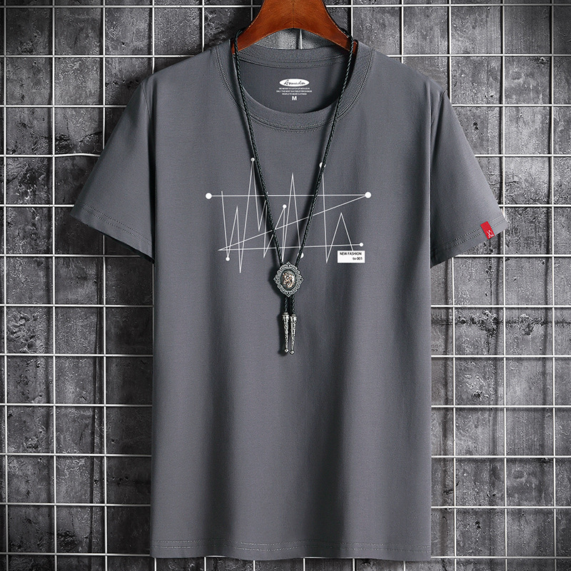 Short sleeved T-shirt men's summer new round neck pure cotton trendy plus size men's Hong Kong style student top bottom half sleeve hair replacement