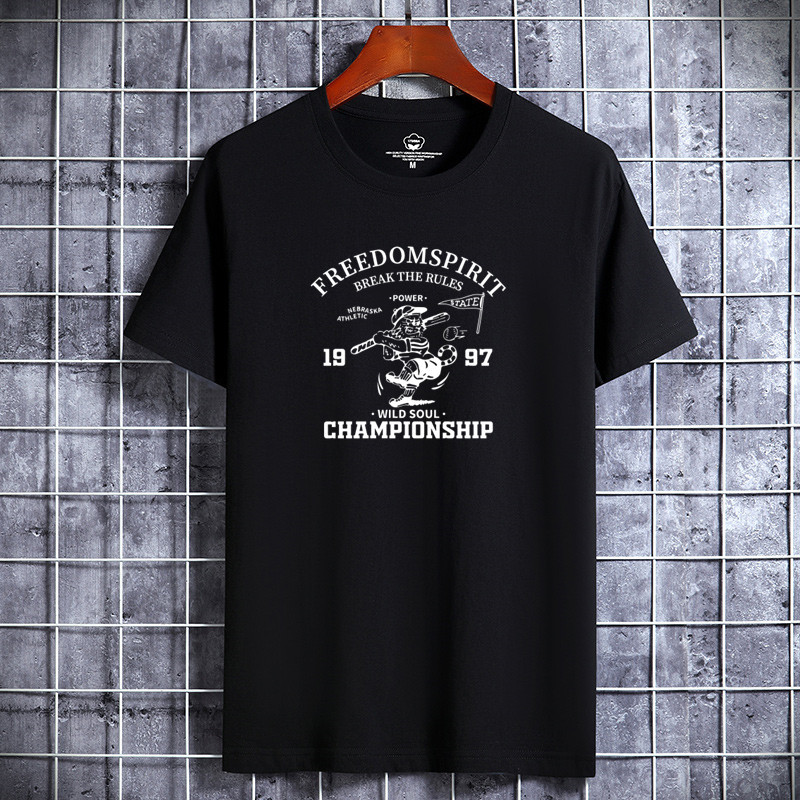 New pure cotton T-shirt short sleeved men's Korean version round neck student half sleeved casual trend base Xinjiang cotton T-shirt