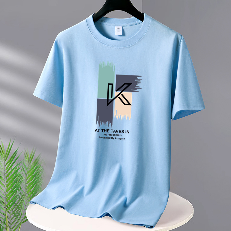 Heavy Short Sleeve T-shirt for Men 2024 Summer New Student Half Sleeve Cotton Loose Trendy Couple Top Bottom Shirt