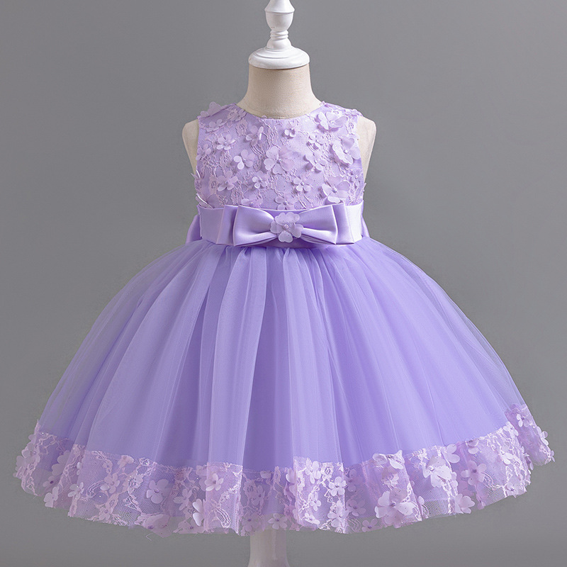 2024 Cross border Girls' Dress Explosive Small Girls' Mesh Pong Princess Dress Elegant Vest Children's Dress