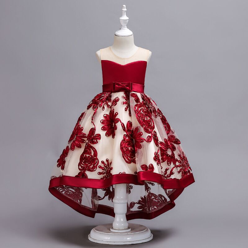 Girl's dress, three-dimensional flower trailing multi-layered mesh princess dress, birthday performance dress, piano dress