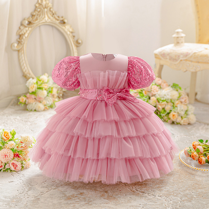 Children's formal dress, fluffy silk princess dress, birthday party, high-end evening dress, foreign trade wholesale, flower girl girl dress
