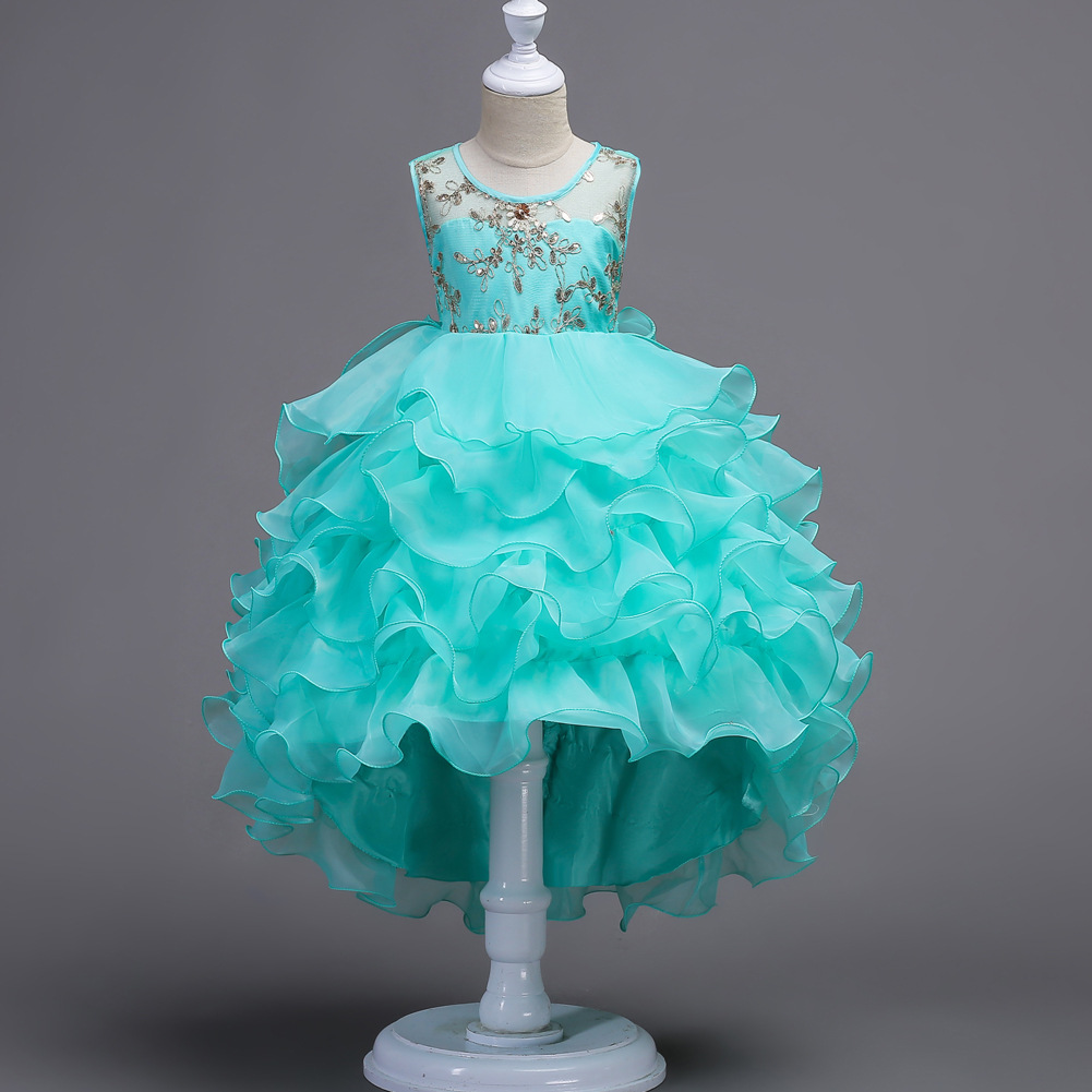 New foreign trade girls' dress princess dress fluffy sleeveless dress children's performance hosting evening dress one piece generation