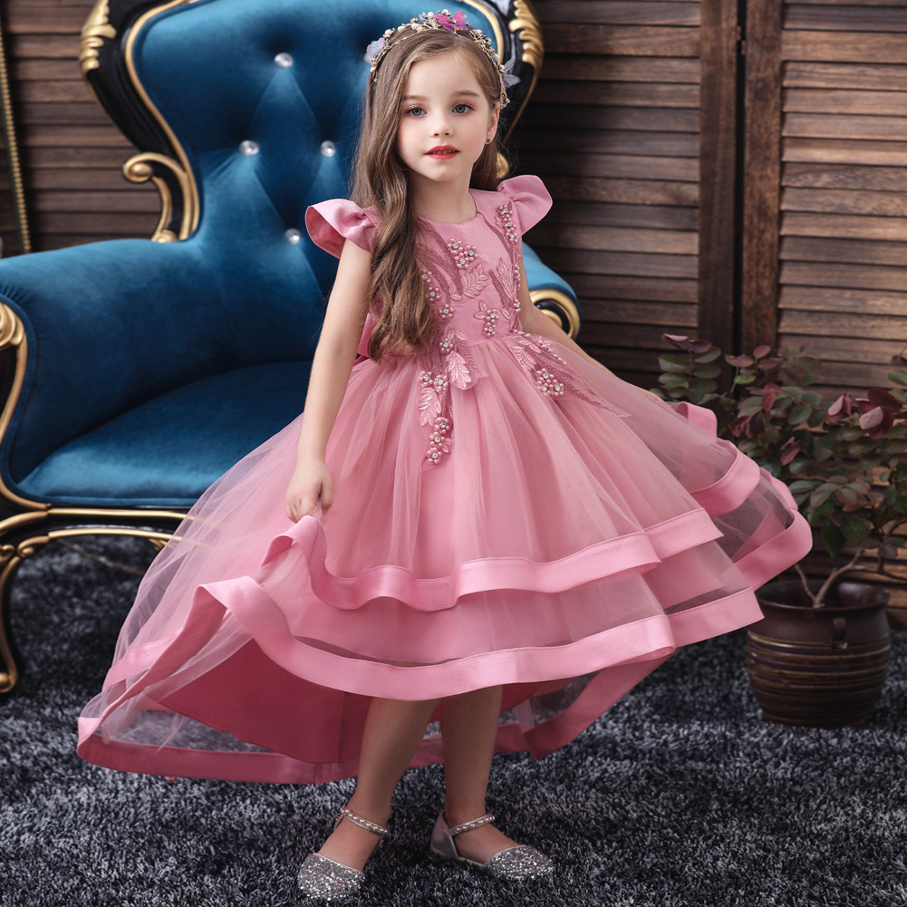 Girls' dresses, children's dresses, children's wedding dresses, girls' trailing dresses, princess puffy dresses