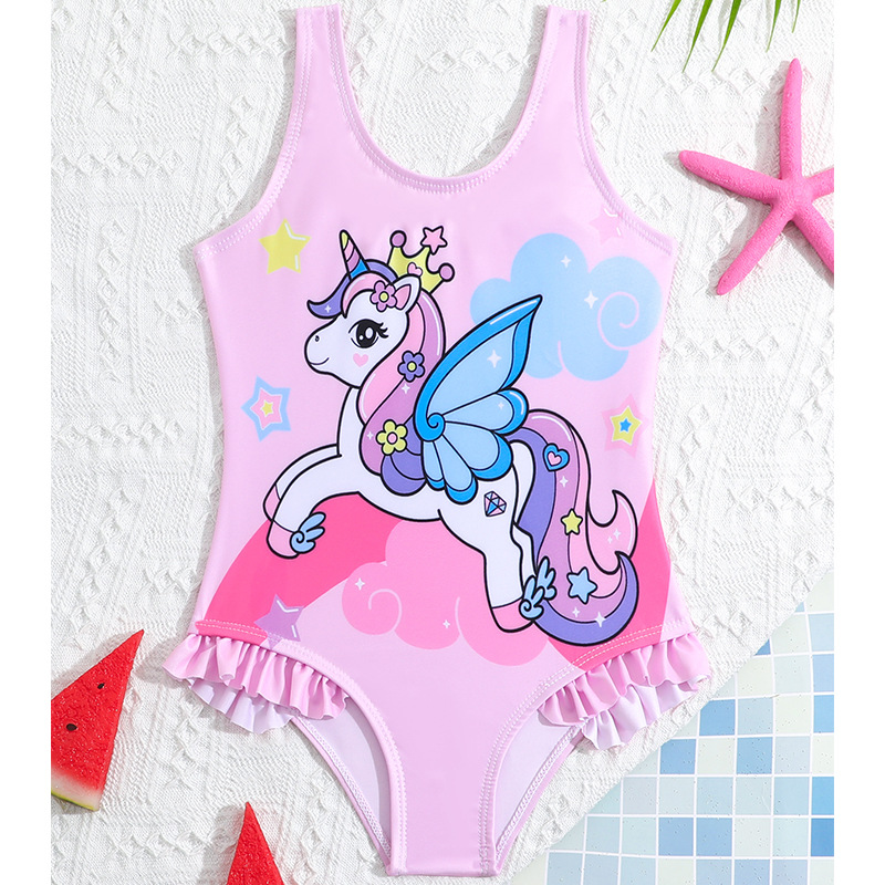 Foreign trade Europe and America 2024 summer new girls' baby swimsuit, children's baby girl one-piece swimsuit