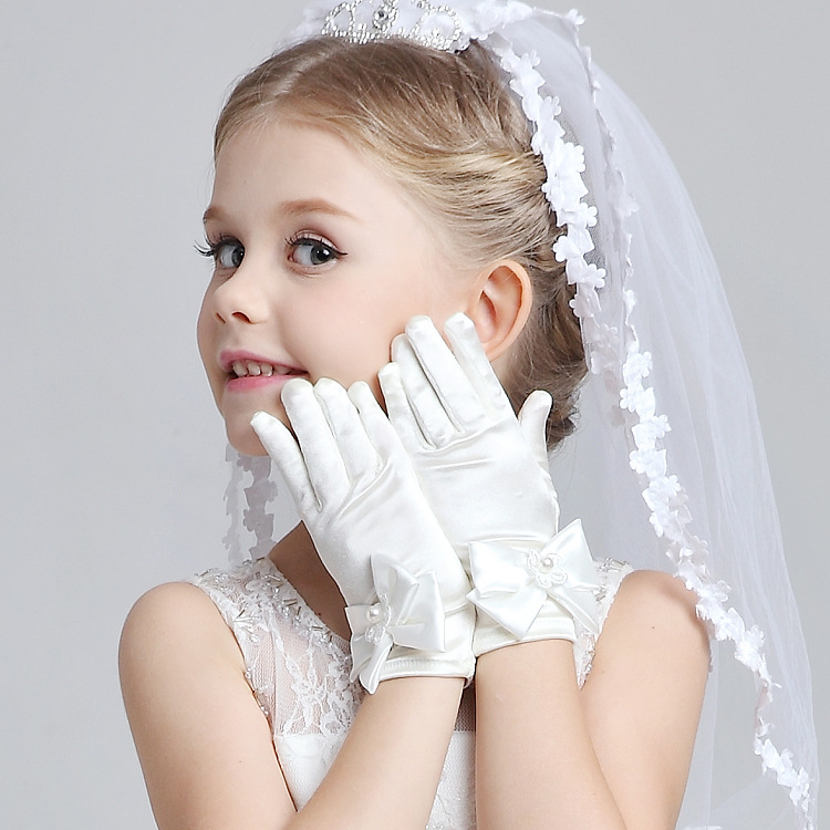 Children's Dress Dance Dress Princess Dress Accessories Performance Gloves Flower Boy Bow Dress Special Bow Gloves