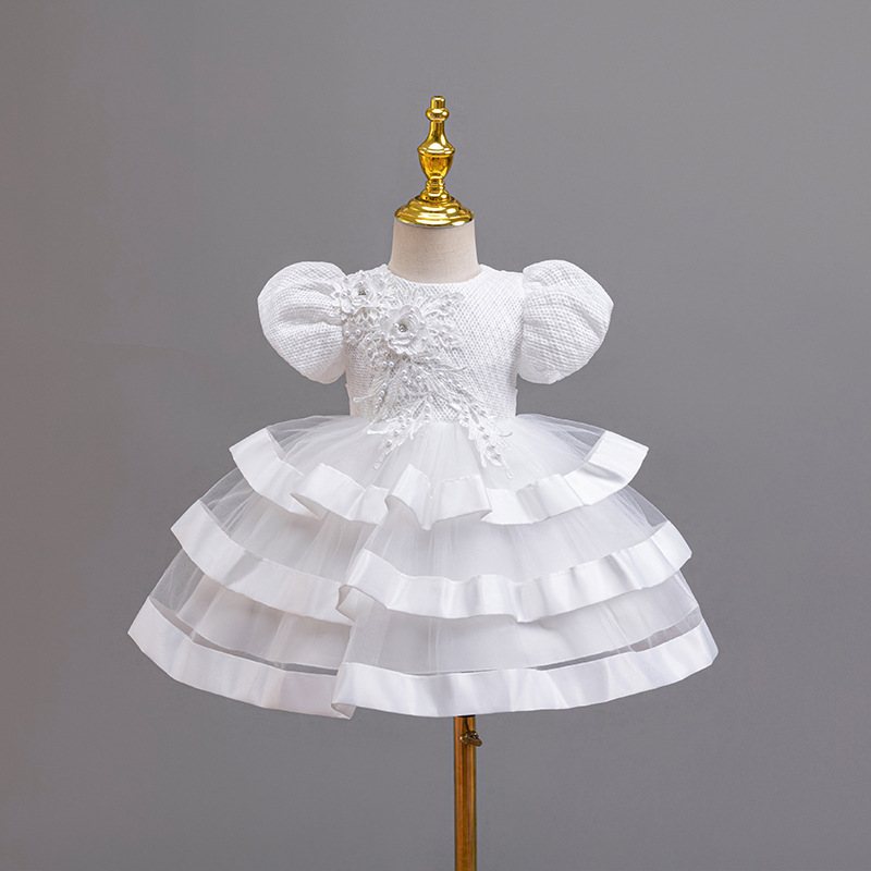 2024 New Spot Children's Dress, Girls' Bubble Sleeve Puffy Skirt, European and American Birthday Princess Dress