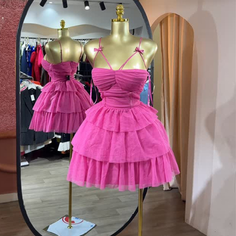 European and American cross-border women's clothing 2025 summer new sweet bow strapless ruffle edge short suspender dress