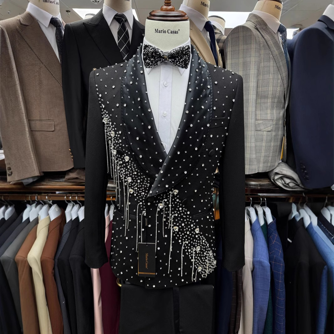 Man suit cross-border fashion new men's wedding handmade sewing men's suit dress 2-piece set for European and American foreign trade