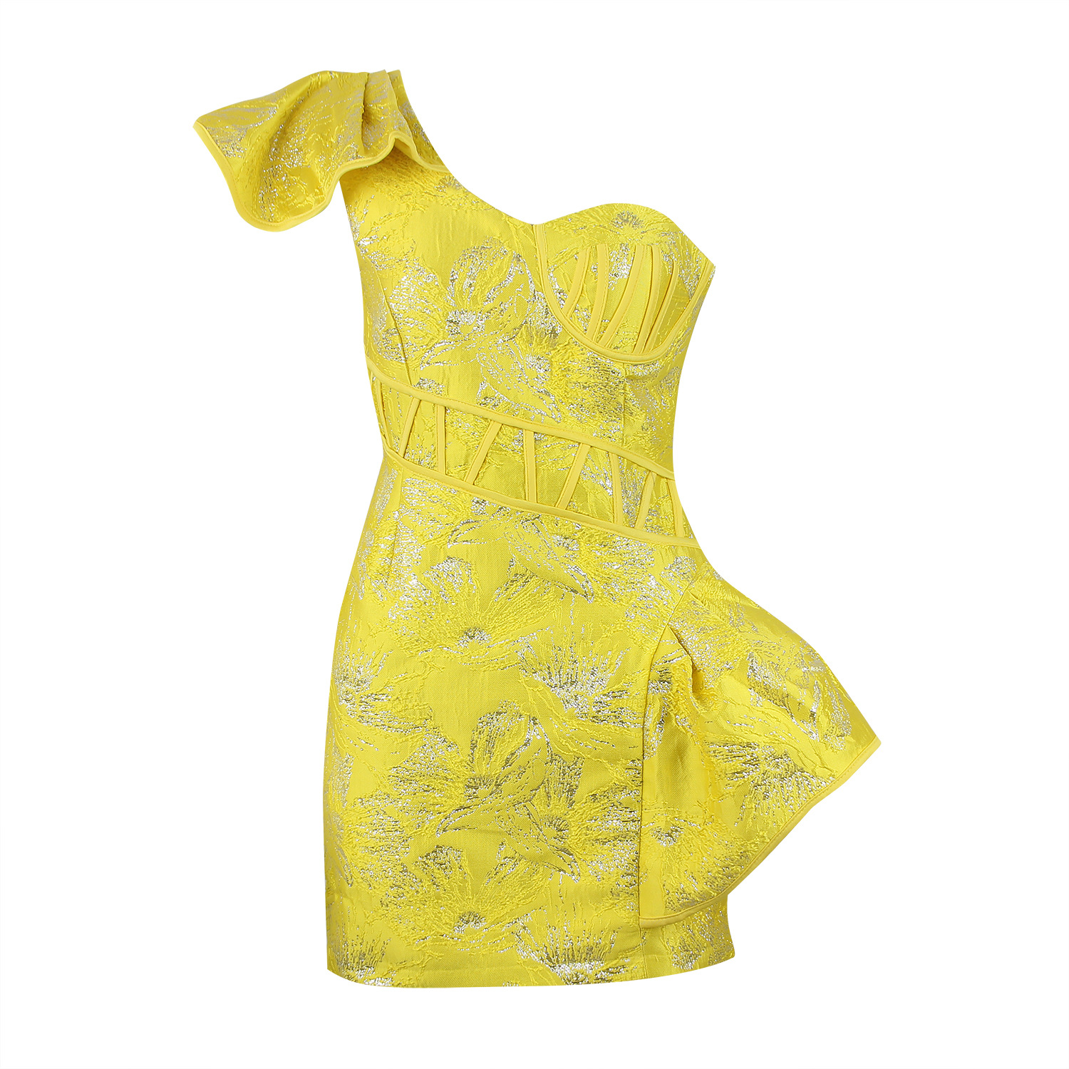 Summer New Sleeveless One Shoulder Short Jacquard Bag Hip Personalized Street Style Dress Party Dress