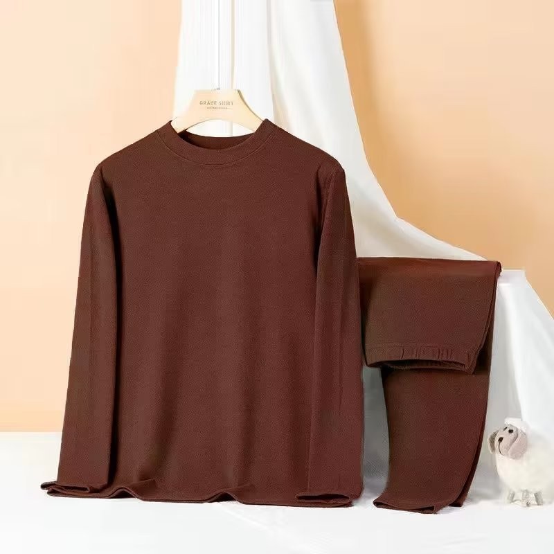 Warm underwear men's double-sided German velvet and velvet round neck autumn and winter anti cold high-end anti pilling autumn clothing autumn pants set
