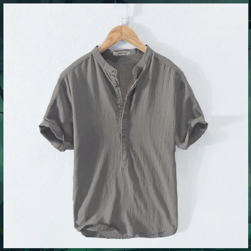 2025 cross-border summer simple casual men's shirt pullover linen loose youth shirt fashionable top short sleeved shirt 2025 cross-border summer simple casual men's shirt pullover linen loose youth shirt fashionable top short sleeved shirt