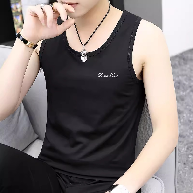 2025 Summer New Milk Silk Men's Tank Top Undercover, Sports Fitness Running Trend, Casual Sleeveless T-shirt 2025 Summer New Milk Silk Men's Tank Top Undercover, Sports Fitness Running Trend, Casual Sleeveless T-shirt