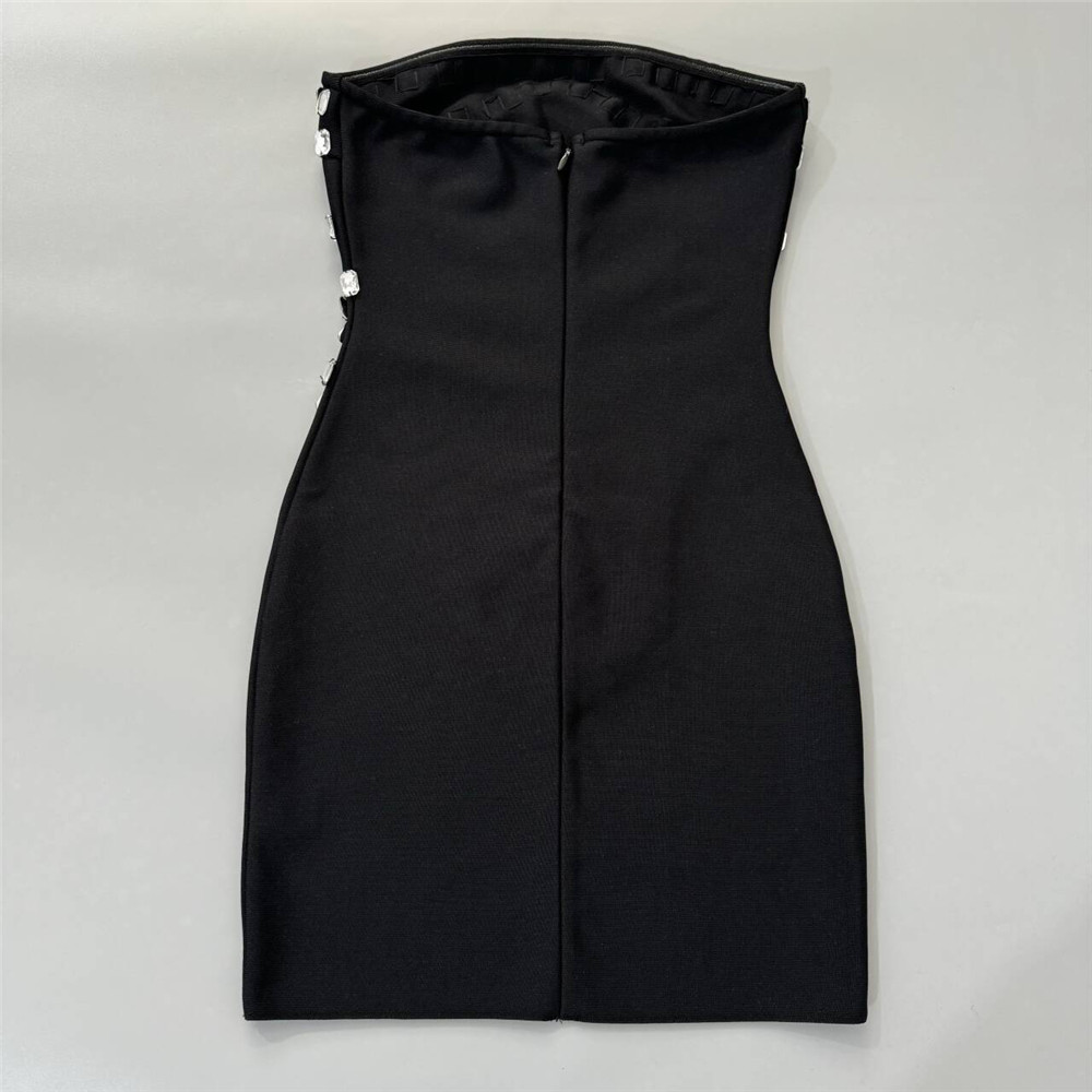 New Heavy Industry Party Dinner Bandage Dress with rhinestones, Personalized strapless Dress, Sexy Tight Women's Cross European New Heavy Industry Party Dinner Bandage Dress with rhinestones, Personalized strapless Dress, Sexy Tight Women's Cross European