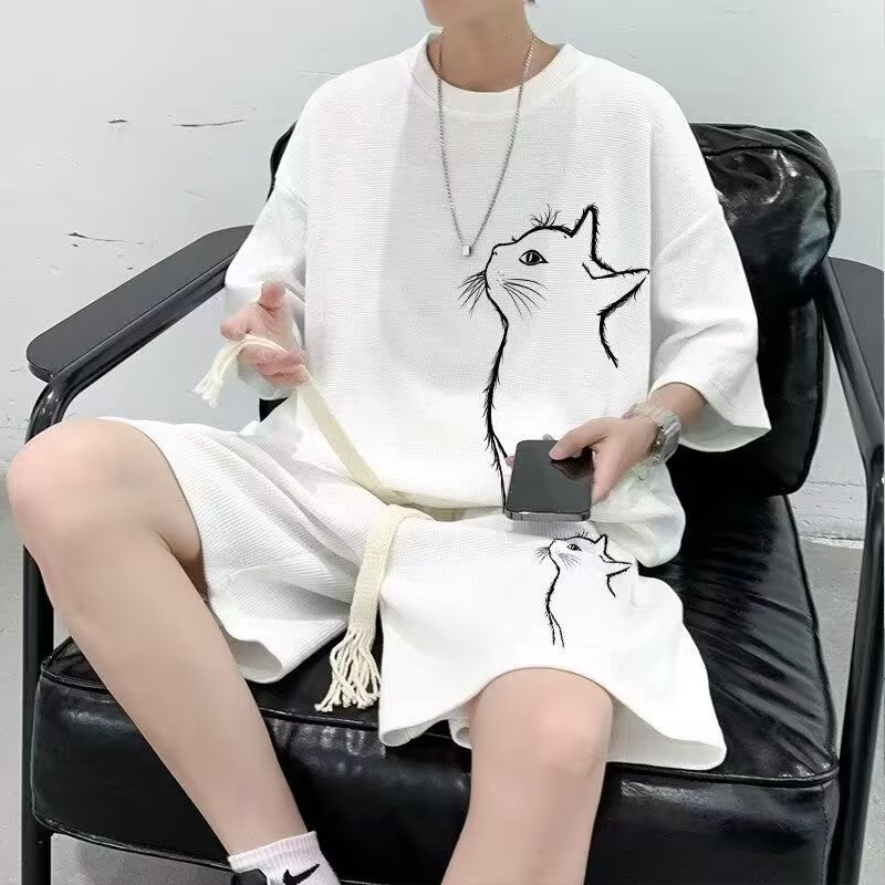 Sportswear set men's summer short sleeved T-shirt basketball jacket casual shorts two-piece set Korean version trend Sportswear set men's summer short sleeved T-shirt basketball jacket casual shorts two-piece set Korean version trend