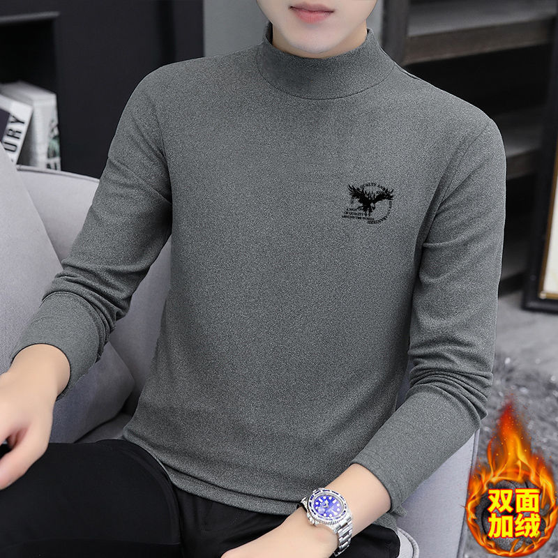 Autumn and winter new German velvet base shirt, mid high neck, temperature controlled self heating clothes, inner warm T-shirt, long sleeved, cross-border goods