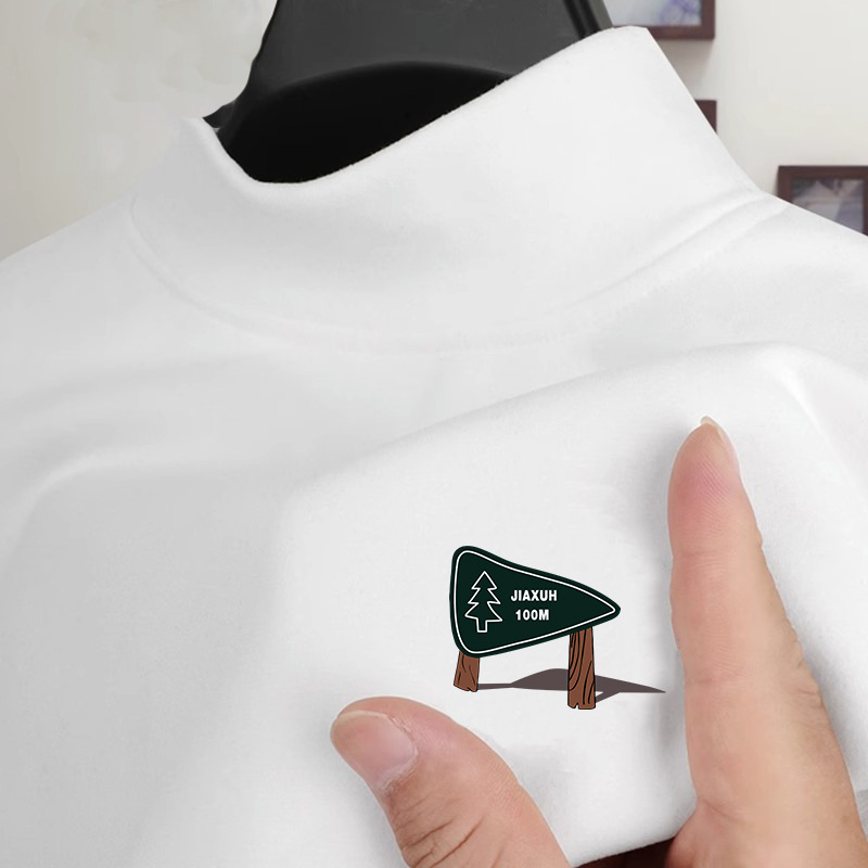 High end mid neck German velvet warm long sleeved T-shirt for young men with thick velvet and comfortable bottom layer for autumn wear