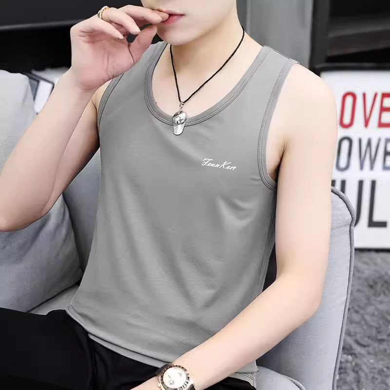 2025 Summer New Milk Silk Men's Tank Top Undercover, Sports Fitness Running Trend, Casual Sleeveless T-shirt 2025 Summer New Milk Silk Men's Tank Top Undercover, Sports Fitness Running Trend, Casual Sleeveless T-shirt