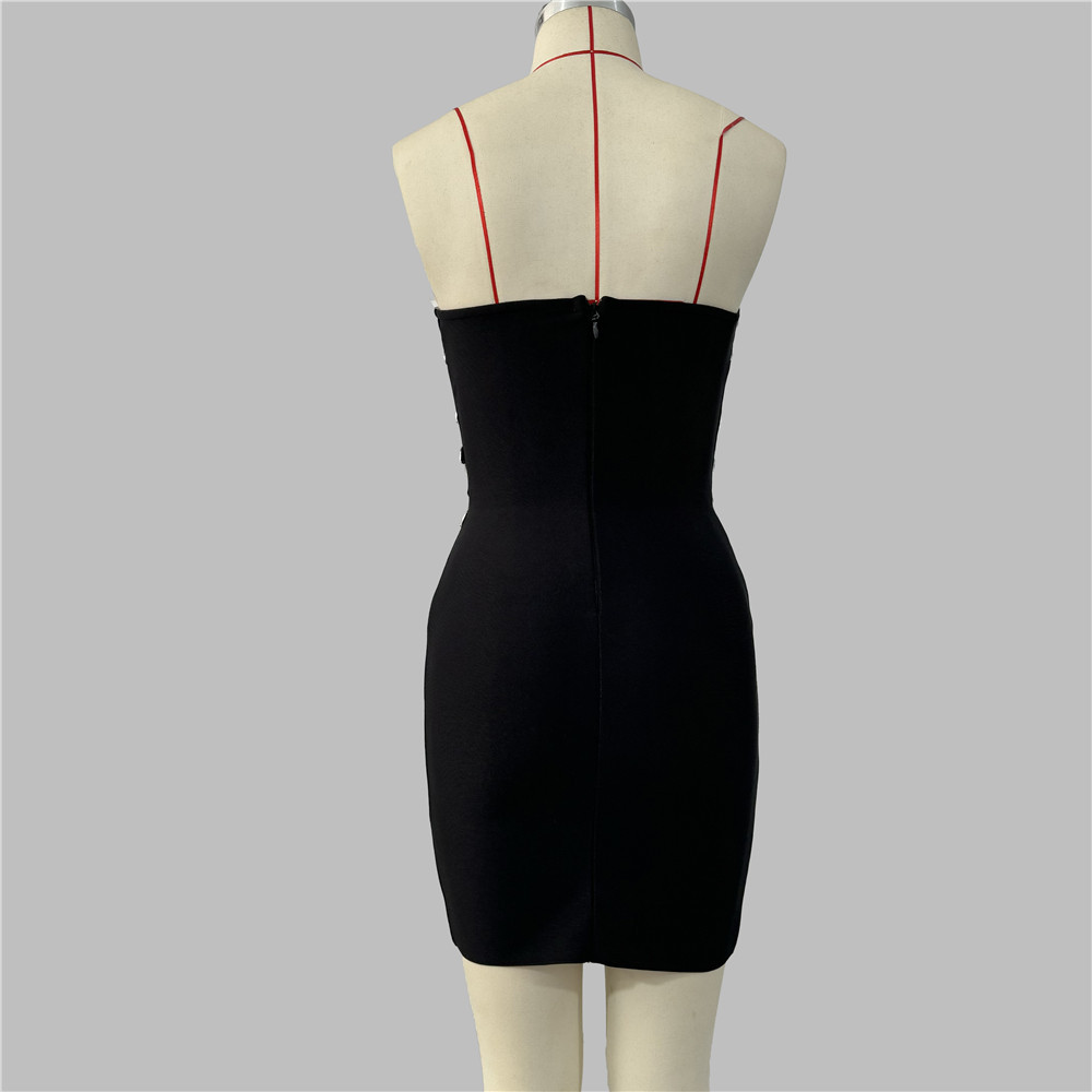 New Heavy Industry Party Dinner Bandage Dress with rhinestones, Personalized strapless Dress, Sexy Tight Women's Cross European New Heavy Industry Party Dinner Bandage Dress with rhinestones, Personalized strapless Dress, Sexy Tight Women's Cross European
