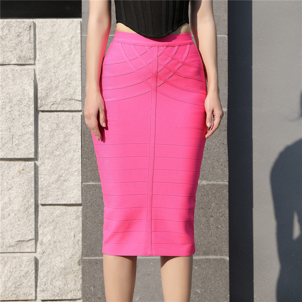 2022 Autumn New Solid Color Slimming Elastic Zipper High Waist Skirt Tight Hip Wrapping Bandage Skirt for Women