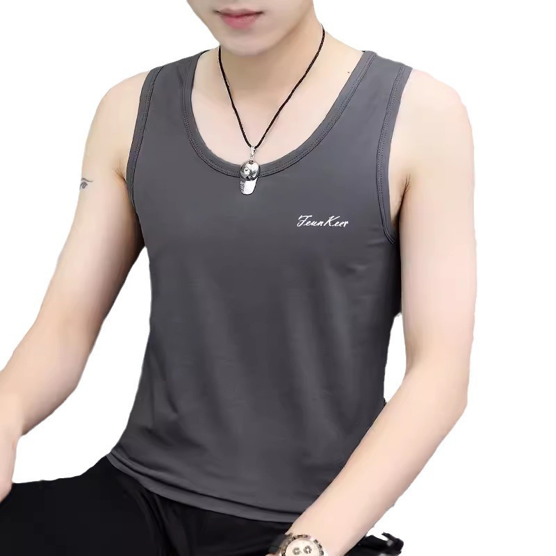 2025 Summer New Milk Silk Men's Tank Top Undercover, Sports Fitness Running Trend, Casual Sleeveless T-shirt 2025 Summer New Milk Silk Men's Tank Top Undercover, Sports Fitness Running Trend, Casual Sleeveless T-shirt