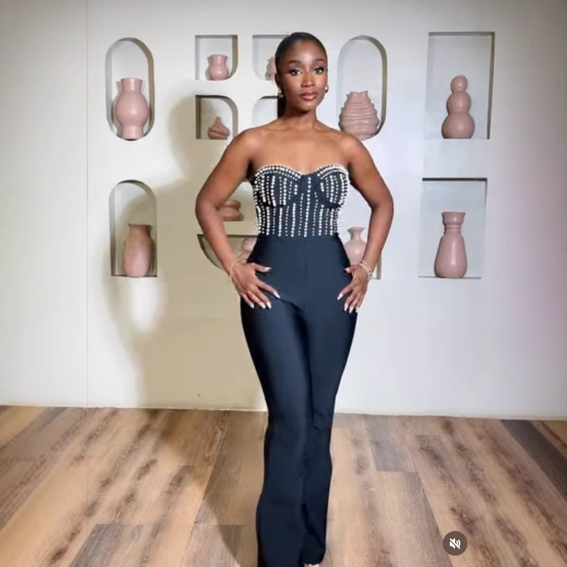 Nail bead tight chest wrapped wide leg pants, bandage jumpsuit, European and American high waist sexy new slim fit women's clothing, AliExpress