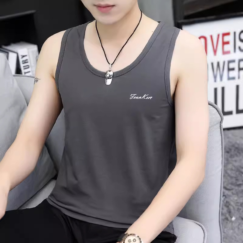 2025 Summer New Milk Silk Men's Tank Top Undercover, Sports Fitness Running Trend, Casual Sleeveless T-shirt 2025 Summer New Milk Silk Men's Tank Top Undercover, Sports Fitness Running Trend, Casual Sleeveless T-shirt
