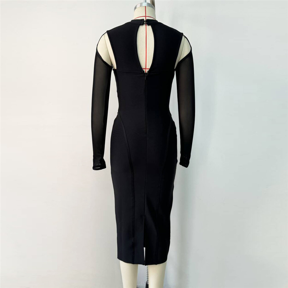 New bandage dress with European and American slit, elegant and sexy evening gown temperament, slim fit and fashionable women's clothing New bandage dress with European and American slit, elegant and sexy evening gown temperament, slim fit and fashionable women's clothing