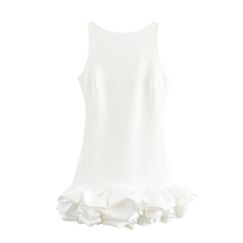 Foreign trade 2024 autumn new women's clothing European and American style fashionable white sleeveless short pleated dress 8453777 Foreign trade 2024 autumn new women's clothing European and American style fashionable white sleeveless short pleated dress 8453777