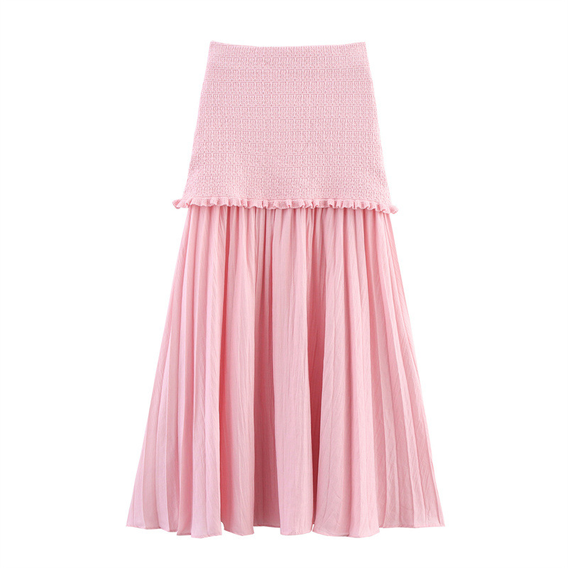 Foreign trade 2025 summer new women's clothing European and American knitted T-shirt elastic strapless skirt set for women 4192041 Foreign trade 2025 summer new women's clothing European and American knitted T-shirt elastic strapless skirt set for women 4192041