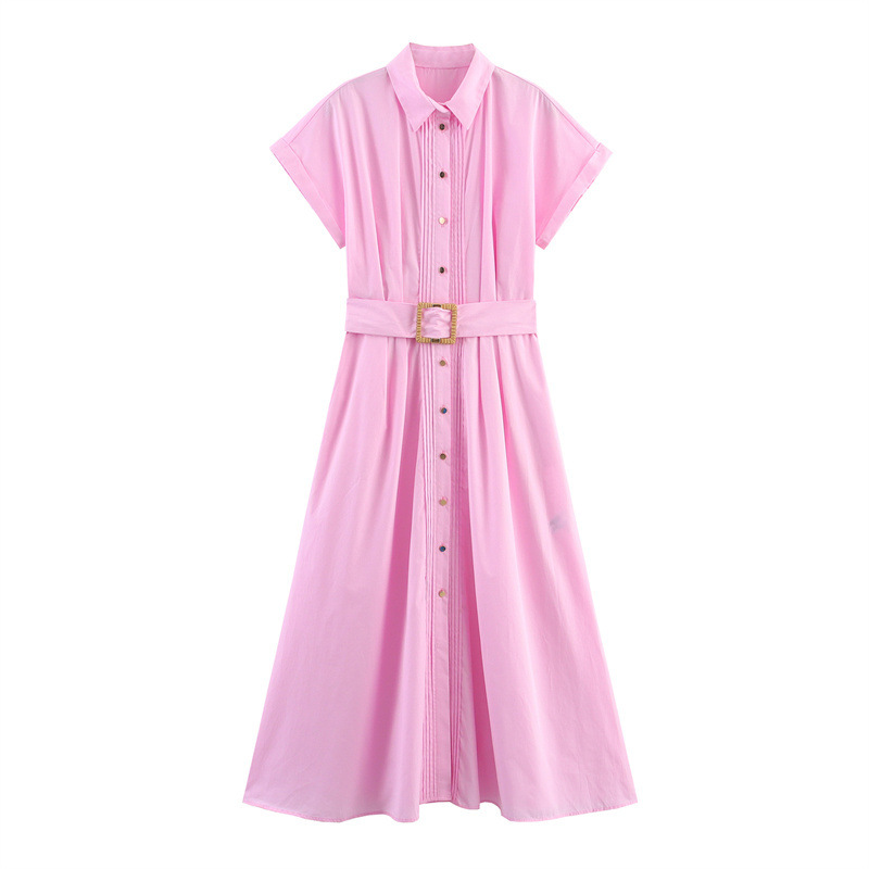 Foreign Trade 2025 Autumn New European and American Style Women's Fashion Sexy Spicy Girl with Belt Poplin Dress 8441255