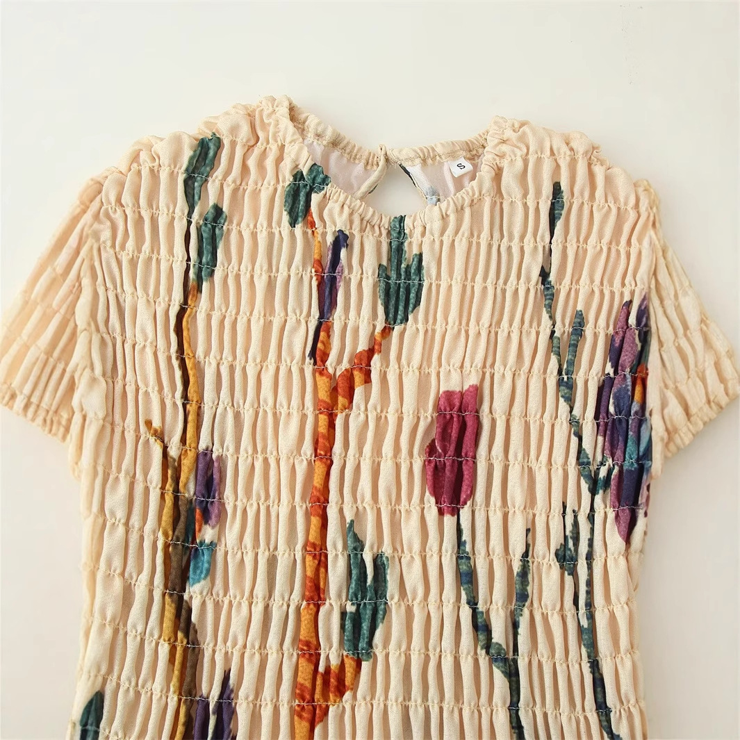 Foreign Trade 2025 Summer New European and American Style Women's Fashion Casual Trendy Sleeveless Loose Fold Printed Dress Foreign Trade 2025 Summer New European and American Style Women's Fashion Casual Trendy Sleeveless Loose Fold Printed Dress